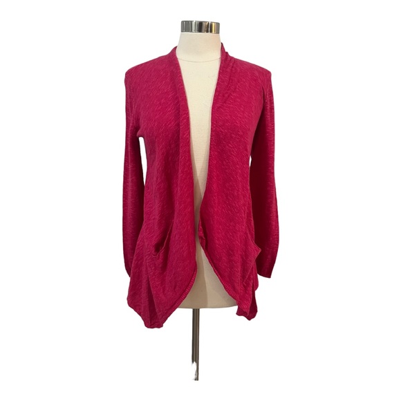 Eileen Fisher Linen Cotton Blend Cardigan XS Pockets Pink Open Front - Picture 1 of 7